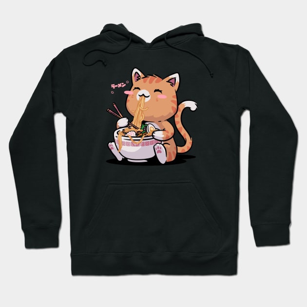 Cat Ramen Kawaii Neko Bowl Anime Otaku Caramel Cat Hoodie by vo_maria